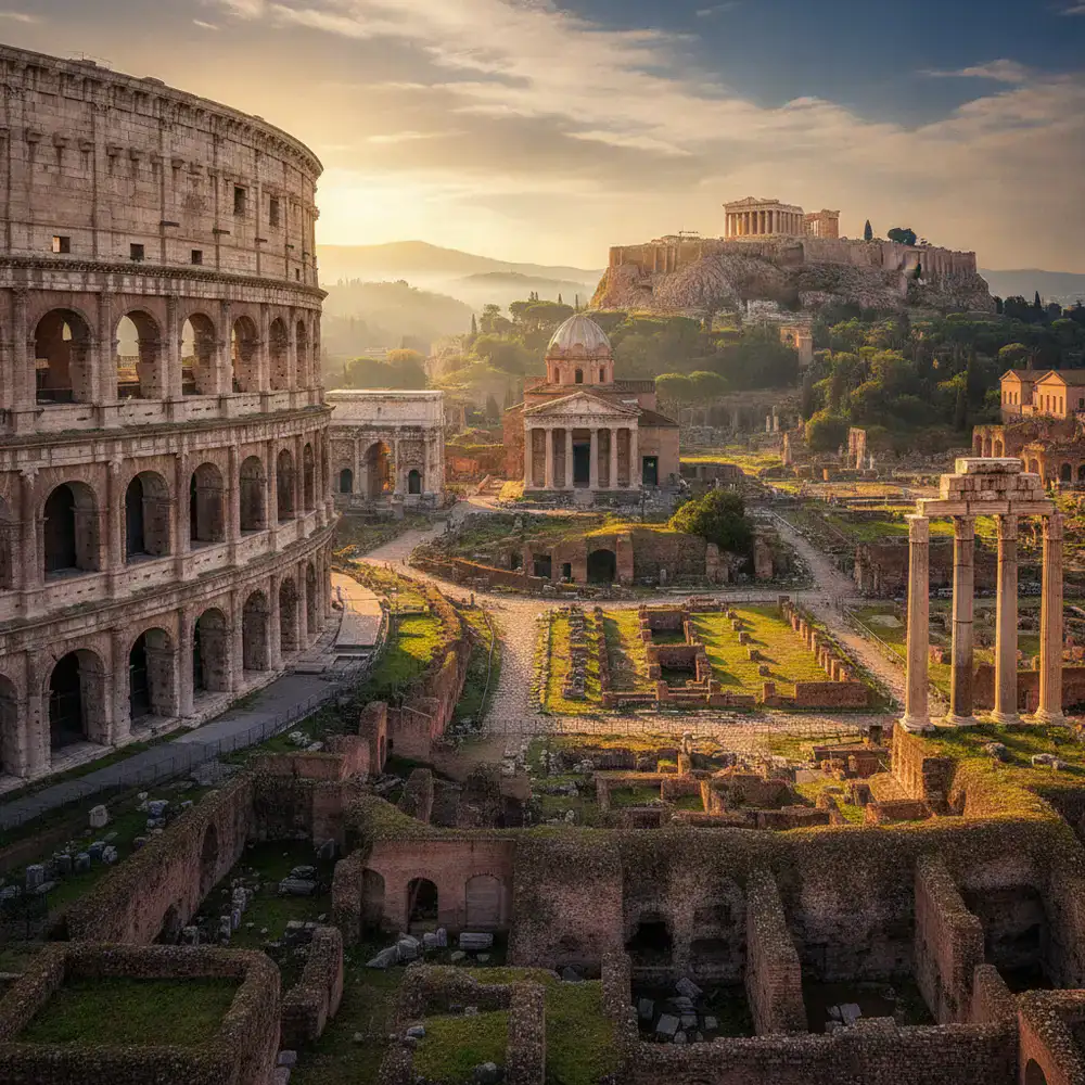 Historic architecture and ancient landmarks